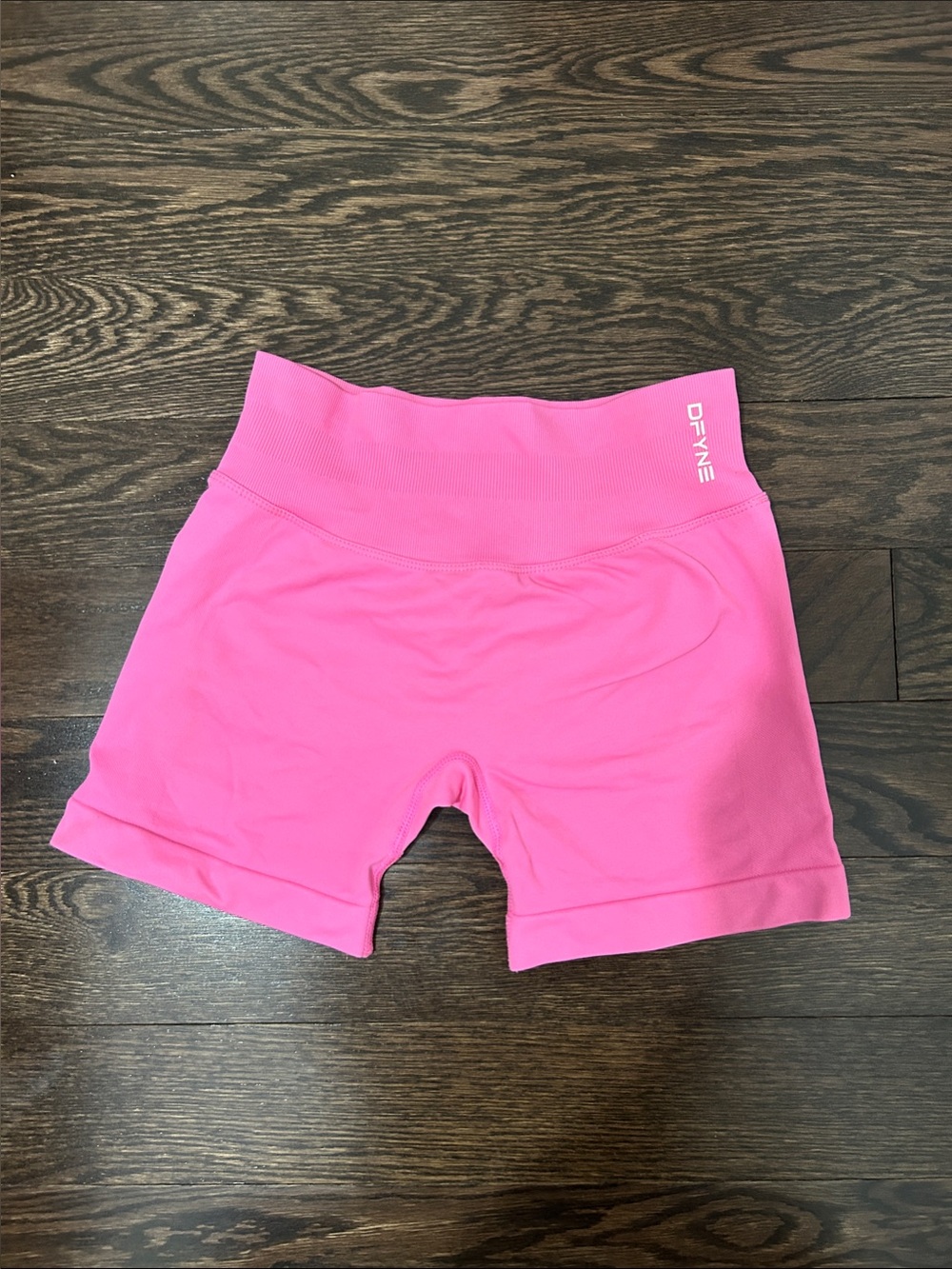 DFYNE Women's Hot Pink Bike Shorts - High Waist Activewear